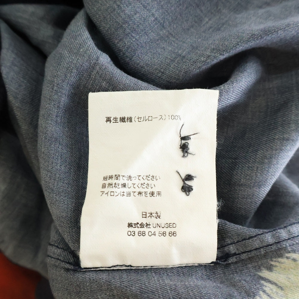 UNUSED(アンユーズド) Open Collar Printed Shirt 花柄長袖シャツ ネイビー US2316