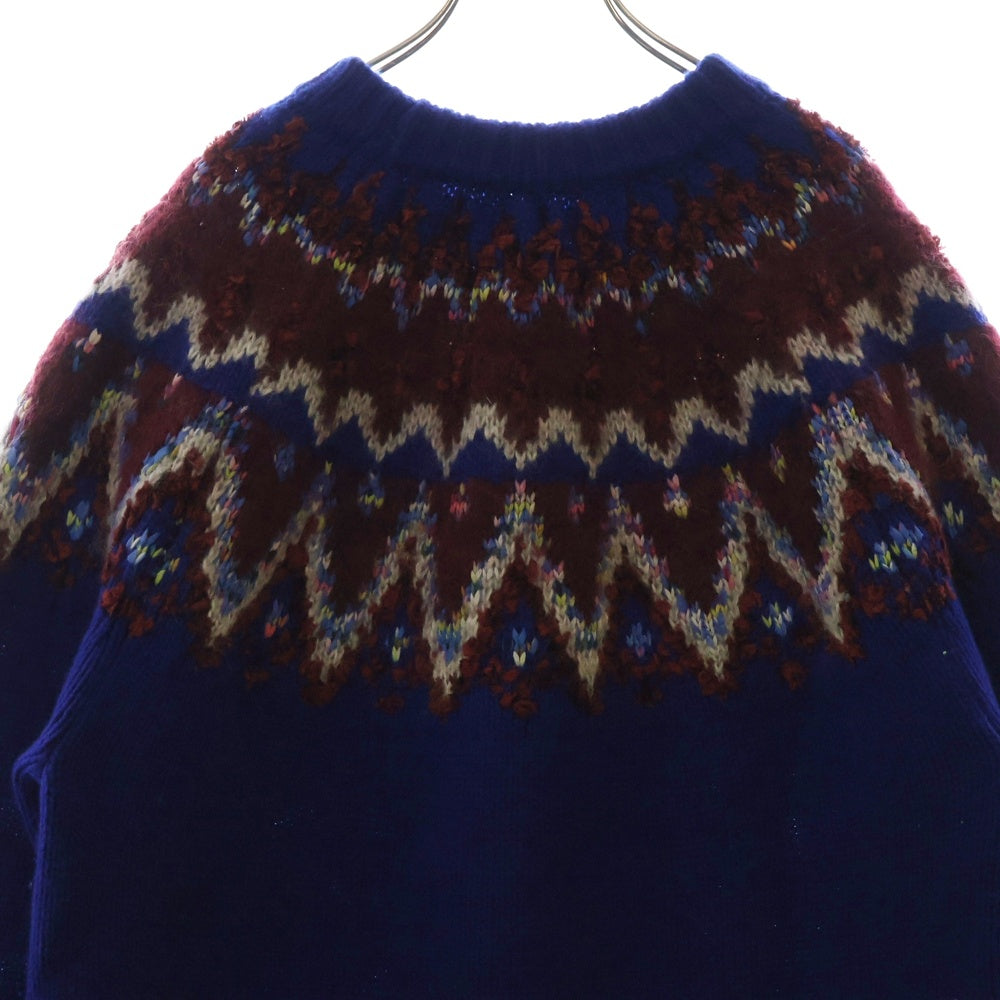 COOHEM(コーヘン) NORDIC KNIT PULLOVER モヘヤノルディック クルーネックニットセーター ブルー 13-214-023