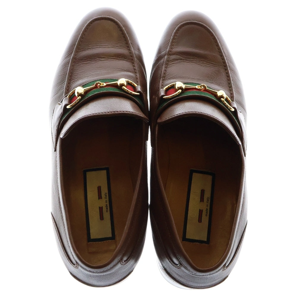GUCCI(グッチ) ホースビット シェリーライン レザーローファー ブラウン 655579