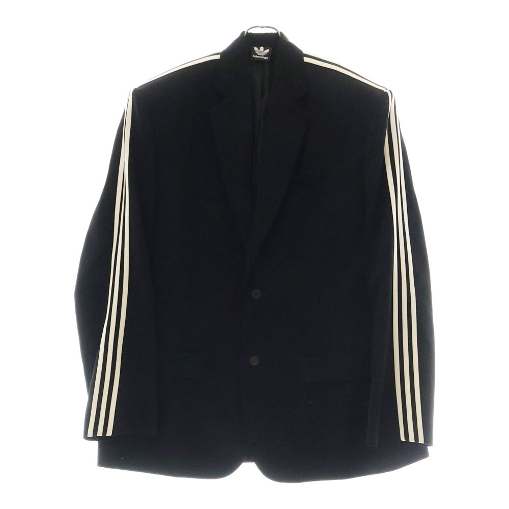 BALENCIAGA(バレンシアガ) 23SS ×adidas アディダス テクニカルテイラーツイル オーバーサイズ サイドスリーストライプ テーラードジャケット ブラック 725143 TI048
