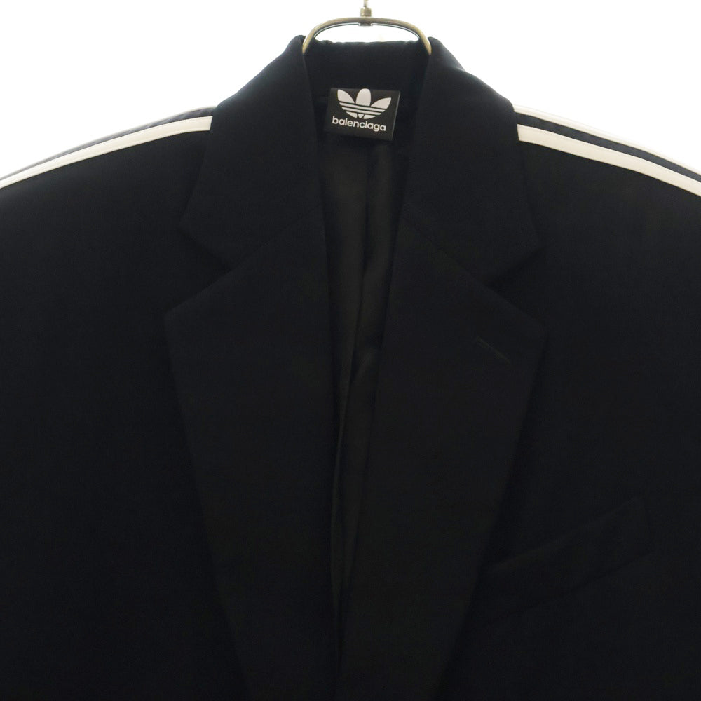 BALENCIAGA(バレンシアガ) 23SS ×adidas アディダス テクニカルテイラーツイル オーバーサイズ サイドスリーストライプ テーラードジャケット ブラック 725143 TI048