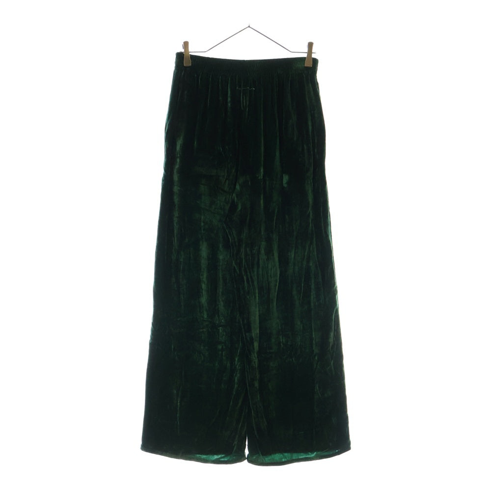 MM6 Maison Margiela(エムエムシックスメゾンマルジェラ) 20AW Velvet High Waist Loose Pants シルク混 ベロアパンツ グリーン S52KA0284