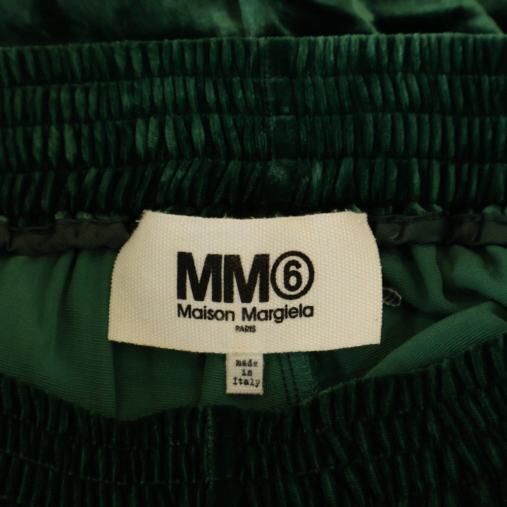 MM6 Maison Margiela(エムエムシックスメゾンマルジェラ) 20AW Velvet High Waist Loose Pants シルク混 ベロアパンツ グリーン S52KA0284