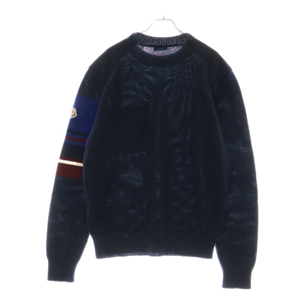 MONCLER(モンクレール) GIROCOLLO TRICOT ロゴワッペン クルーネックウールニットセーター ネイビー H20919C00023