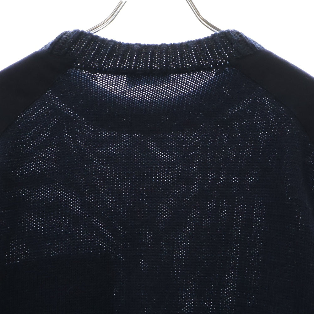 MONCLER(モンクレール) GIROCOLLO TRICOT ロゴワッペン クルーネックウールニットセーター ネイビー H20919C00023