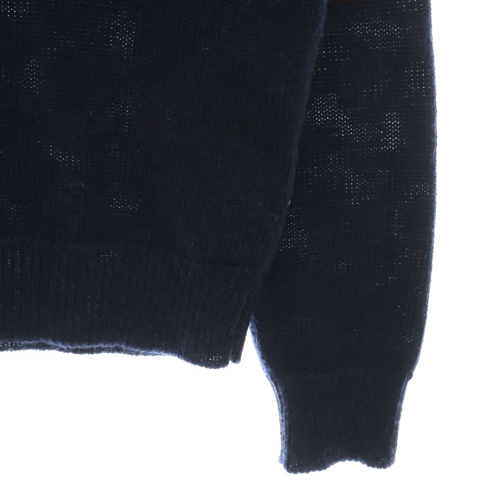 MONCLER(モンクレール) GIROCOLLO TRICOT ロゴワッペン クルーネックウールニットセーター ネイビー H20919C00023