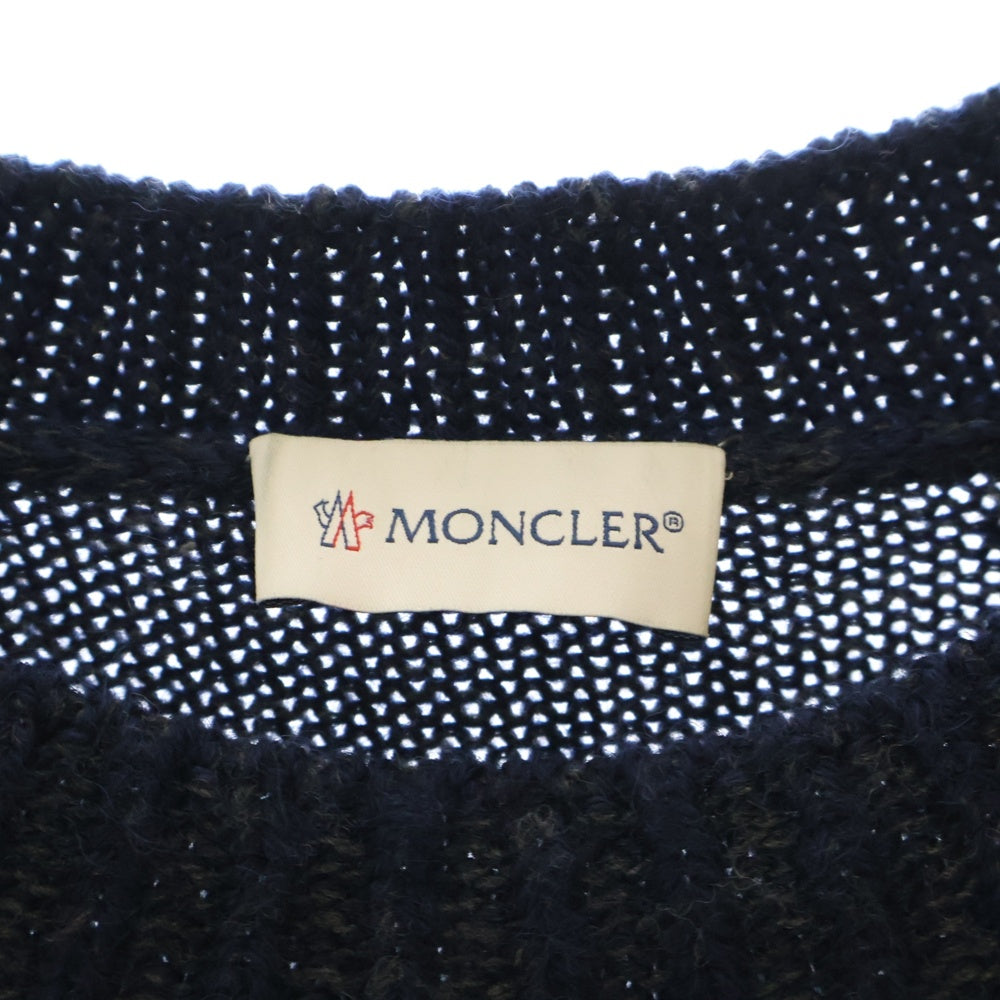 MONCLER(モンクレール) GIROCOLLO TRICOT ロゴワッペン クルーネックウールニットセーター ネイビー H20919C00023