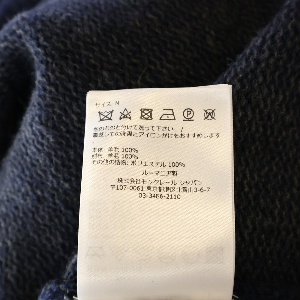 MONCLER(モンクレール) GIROCOLLO TRICOT ロゴワッペン クルーネックウールニットセーター ネイビー H20919C00023