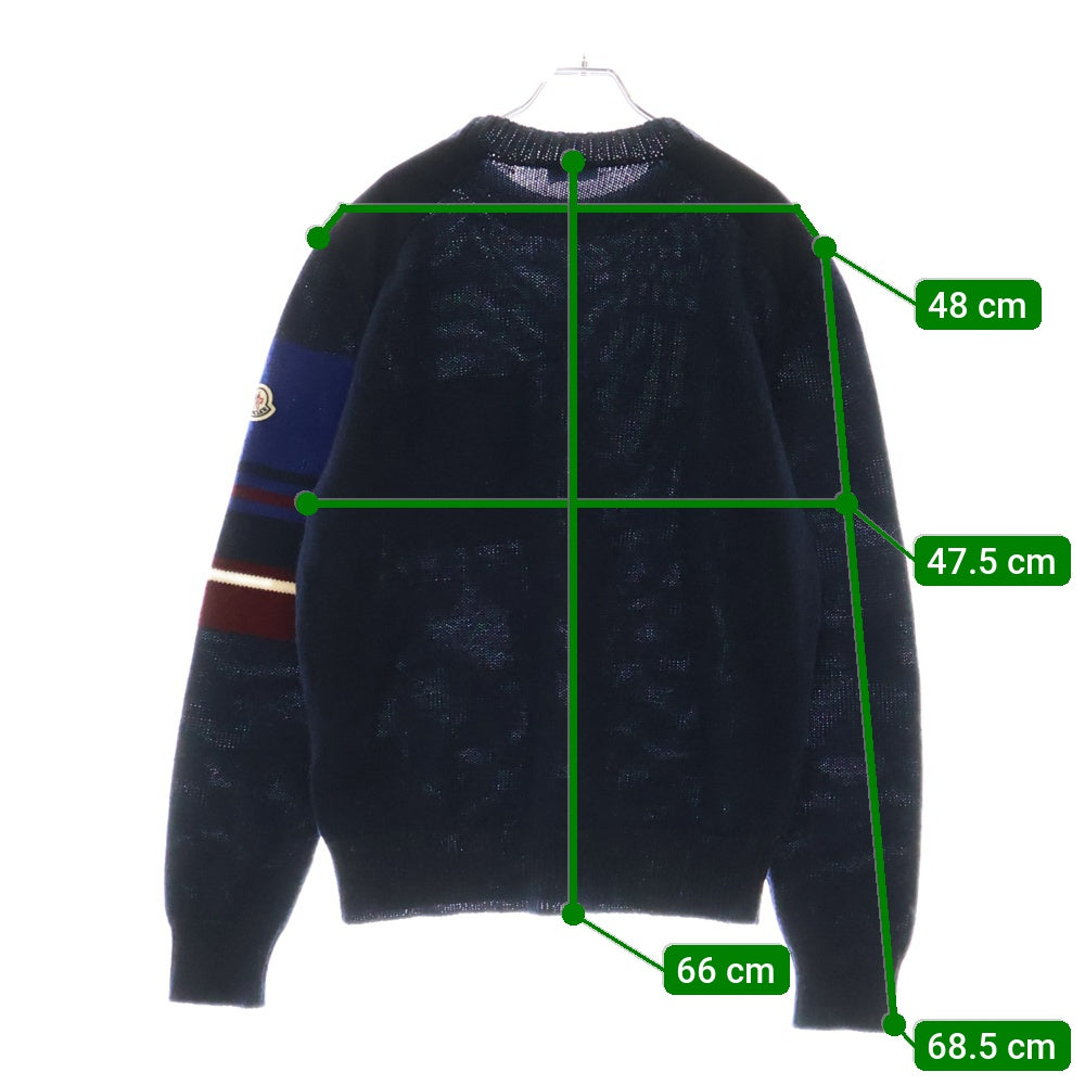 MONCLER(モンクレール) GIROCOLLO TRICOT ロゴワッペン クルーネックウールニットセーター ネイビー H20919C00023