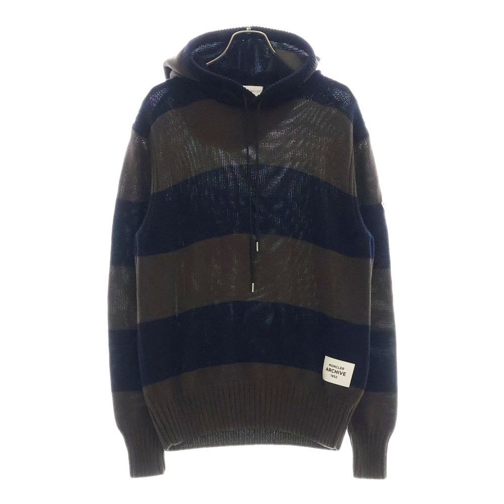 MONCLER(モンクレール) 24AW GIROCOLLO CON CAPPUCCIO ロゴワッペン プルオーバーニットパーカー ブラウン J20919G00001