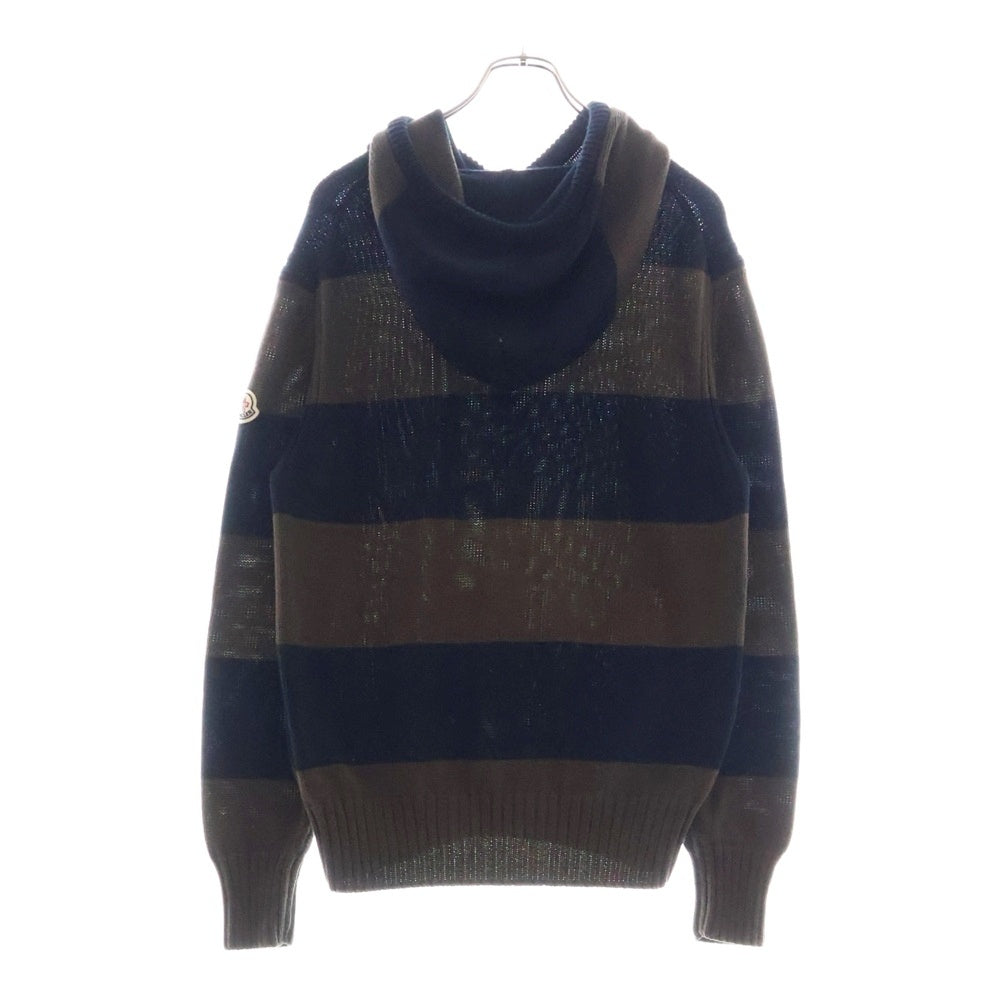 MONCLER(モンクレール) 24AW GIROCOLLO CON CAPPUCCIO ロゴワッペン プルオーバーニットパーカー ブラウン J20919G00001