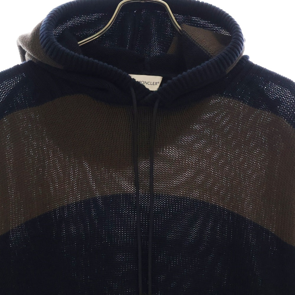 MONCLER(モンクレール) 24AW GIROCOLLO CON CAPPUCCIO ロゴワッペン プルオーバーニットパーカー ブラウン J20919G00001
