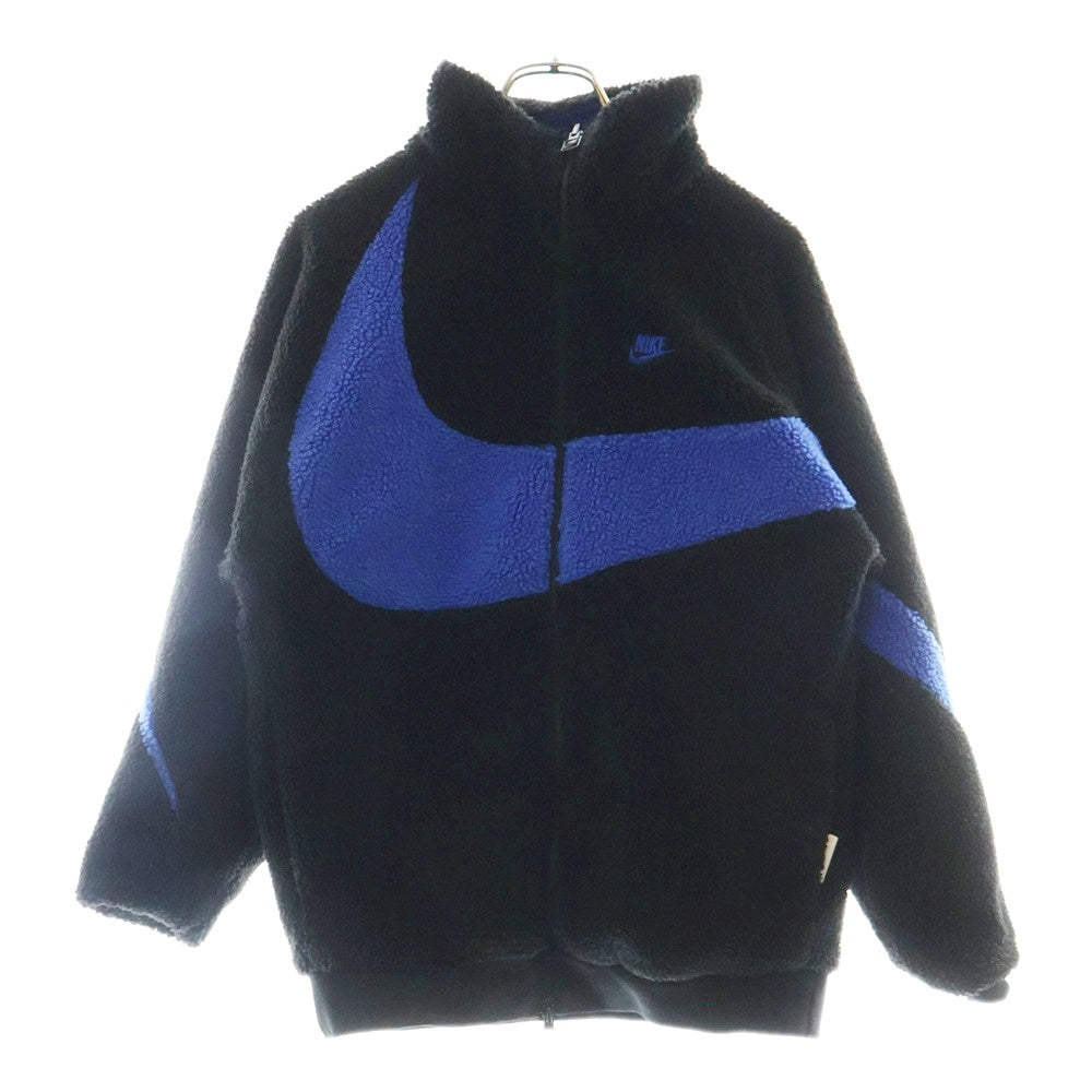 NIKE(ナイキ) AS M NSW VW SWSH FULL ZIP JKT ロゴ刺繍 リバーシブルナイロンジャケット フリースボアジャケット ブラック/ブルー BQ6546-009