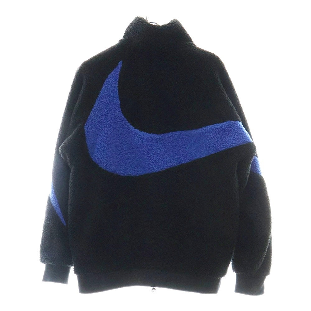 NIKE(ナイキ) AS M NSW VW SWSH FULL ZIP JKT ロゴ刺繍 リバーシブルナイロンジャケット フリースボアジャケット ブラック/ブルー BQ6546-009