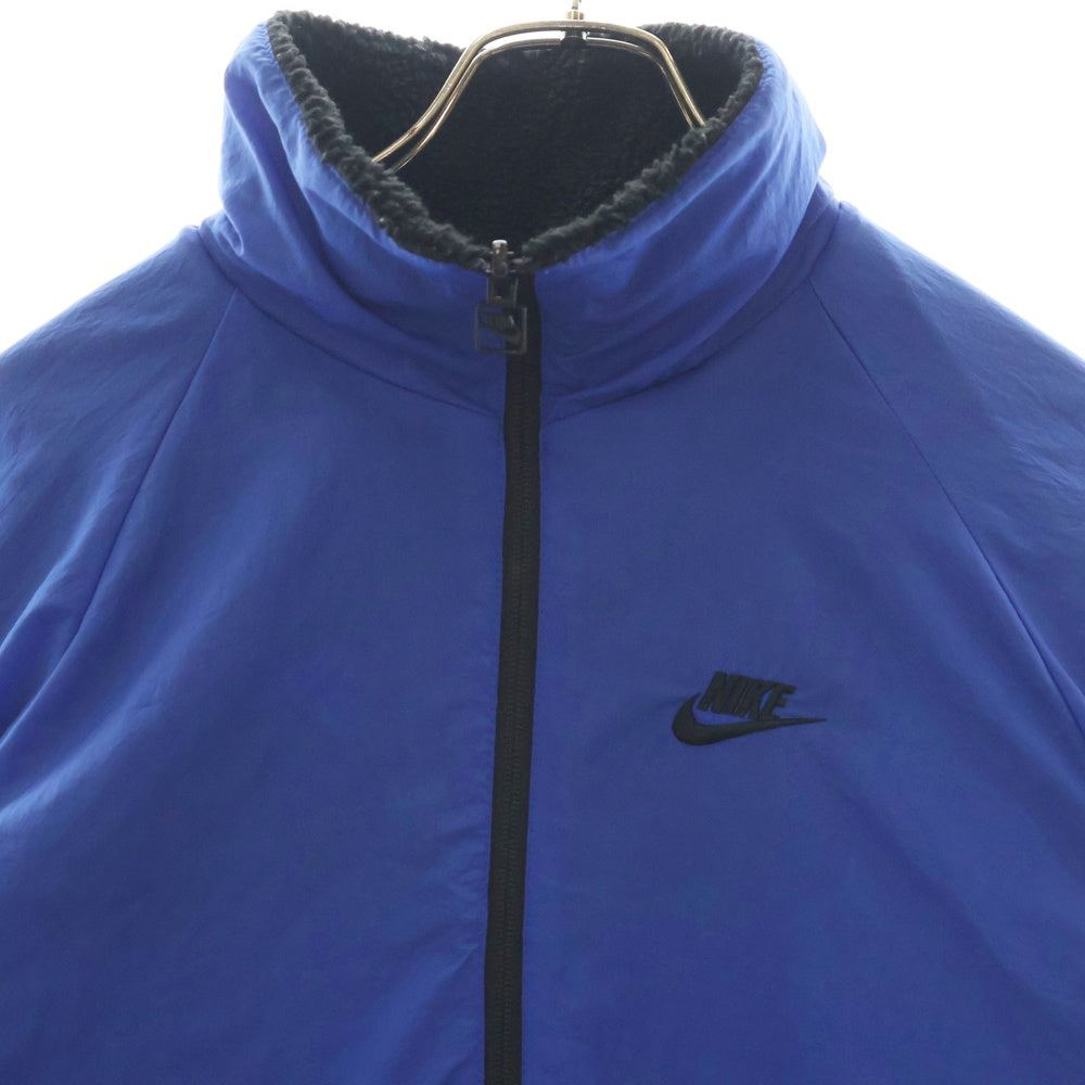 NIKE(ナイキ) AS M NSW VW SWSH FULL ZIP JKT ロゴ刺繍 リバーシブルナイロンジャケット フリースボアジャケット ブラック/ブルー BQ6546-009