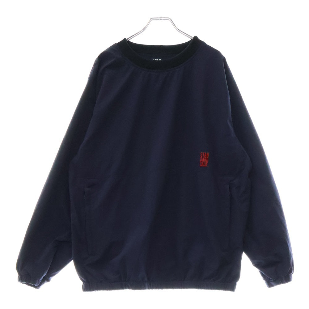 STANDARD CALIFORNIA(スタンダード カリフォルニア) Cordura Stretch Utility Pullover Shirt ロゴ刺繍 プルオーバーナイロントレーナー ネイビー