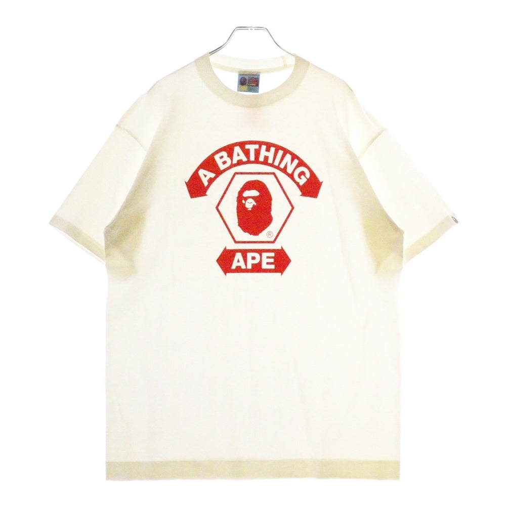 A BATHING APE(アベイシングエイプ) BUSY WORKS フロントロゴ 半袖Tシャツ カットソー ホワイト/レッド