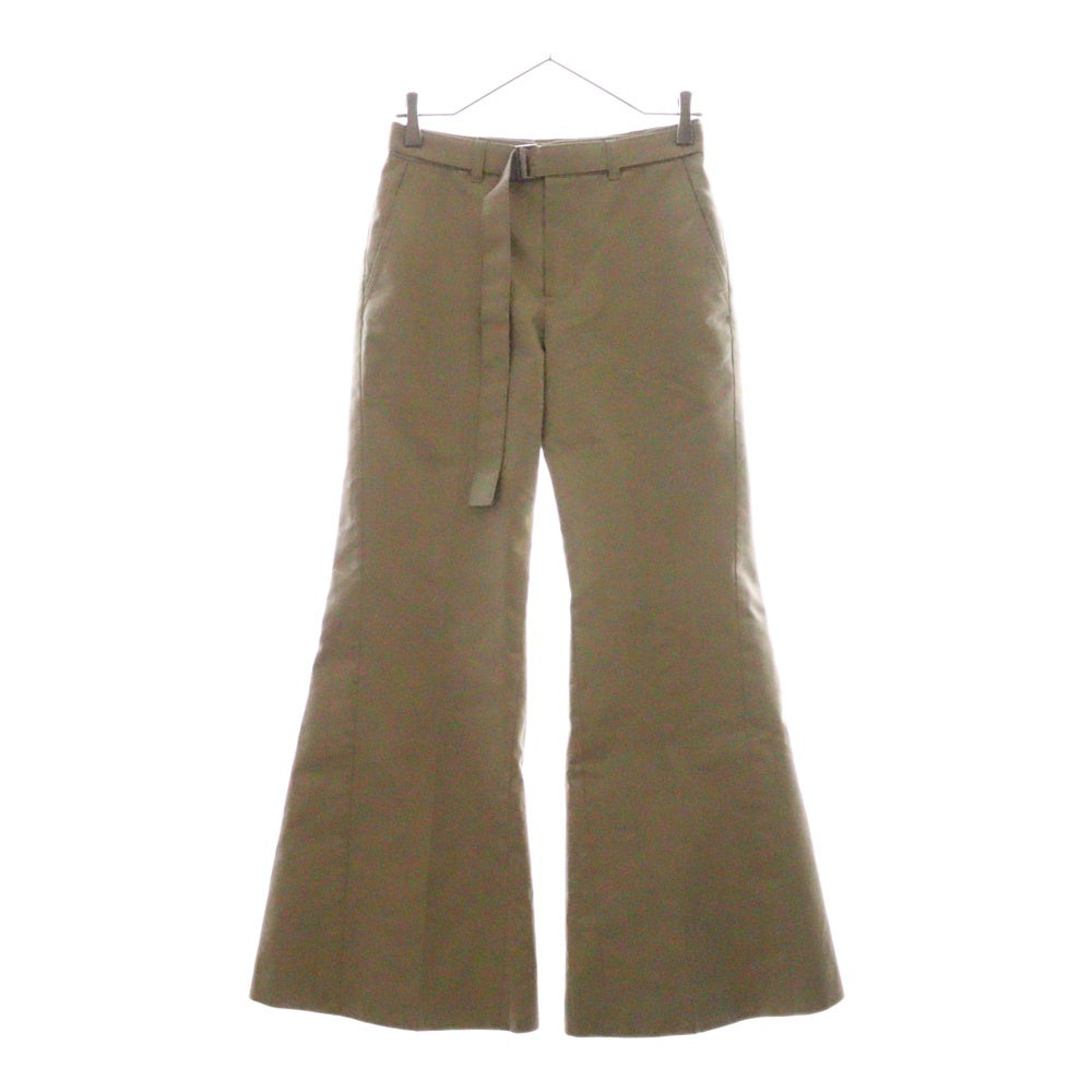 Sacai(サカイ) 24SS Gabardine Pants ベルト付きノータックコットンチブーノツカットフレアロングパンツ レディース 24-07242 ベージュ