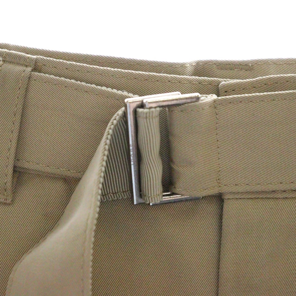 Sacai(サカイ) 24SS Gabardine Pants ベルト付きノータックコットンチブーノツカットフレアロングパンツ レディース 24-07242 ベージュ