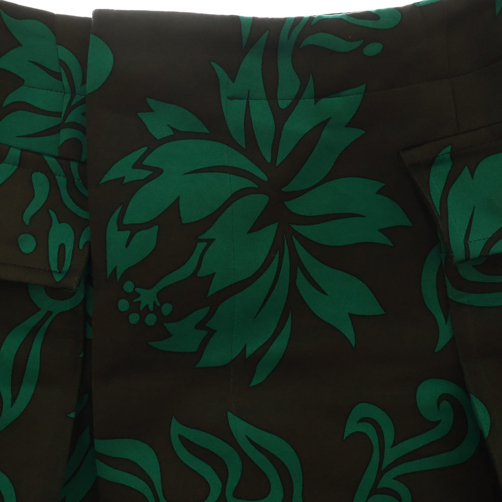 Sacai(サカイ) 24SS Floral Print Skirt フローラルプリントスカート カーゴポケットラップスカート レディース 24-07052 ブラウン/グリーン