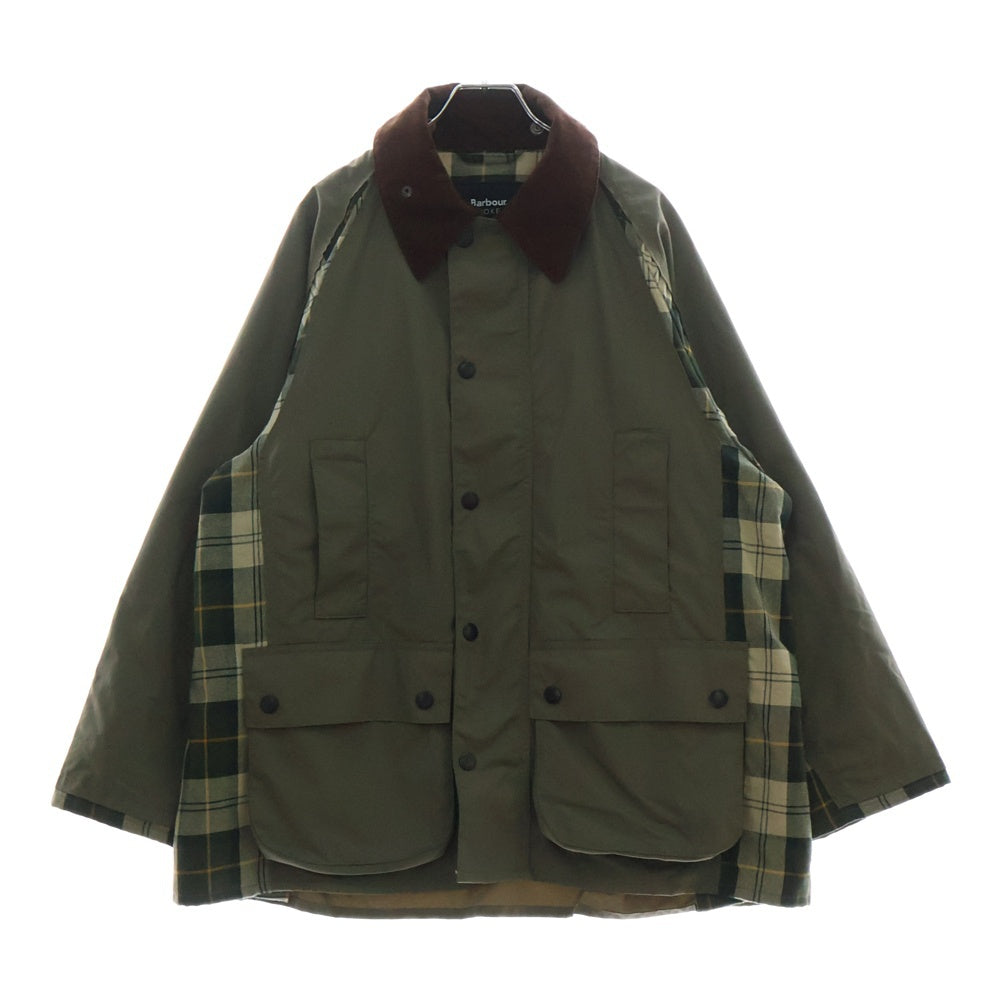 Barbour(バブアー) × YOKE BROKEN BEAUFORT ×ヨーク 裏地チェック ダブルジップナイロンジャケット ブルゾン カーキ 231MCAS056