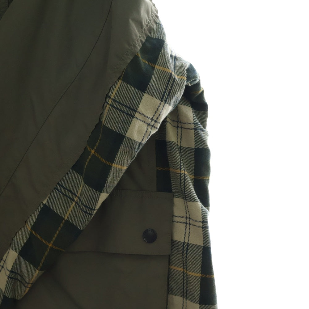Barbour(バブアー) × YOKE BROKEN BEAUFORT ×ヨーク 裏地チェック ダブルジップナイロンジャケット ブルゾン カーキ 231MCAS056