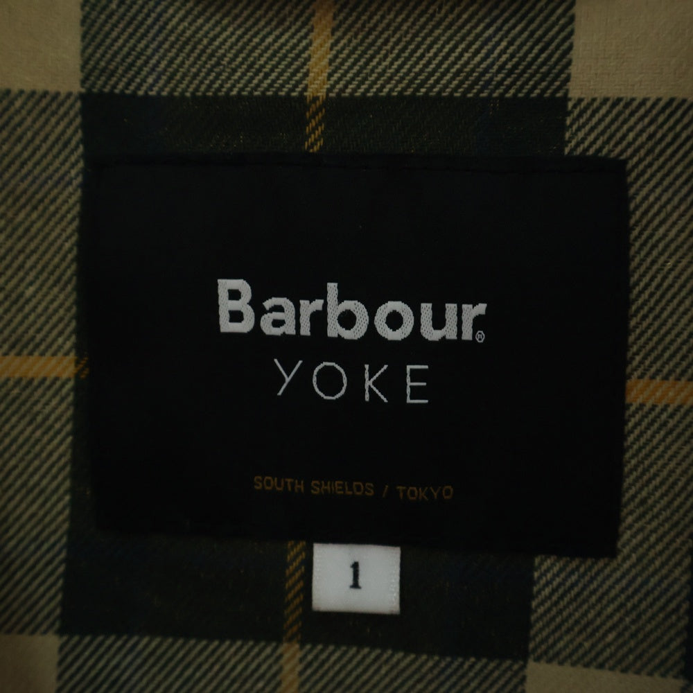 Barbour(バブアー) × YOKE BROKEN BEAUFORT ×ヨーク 裏地チェック ダブルジップナイロンジャケット ブルゾン カーキ 231MCAS056