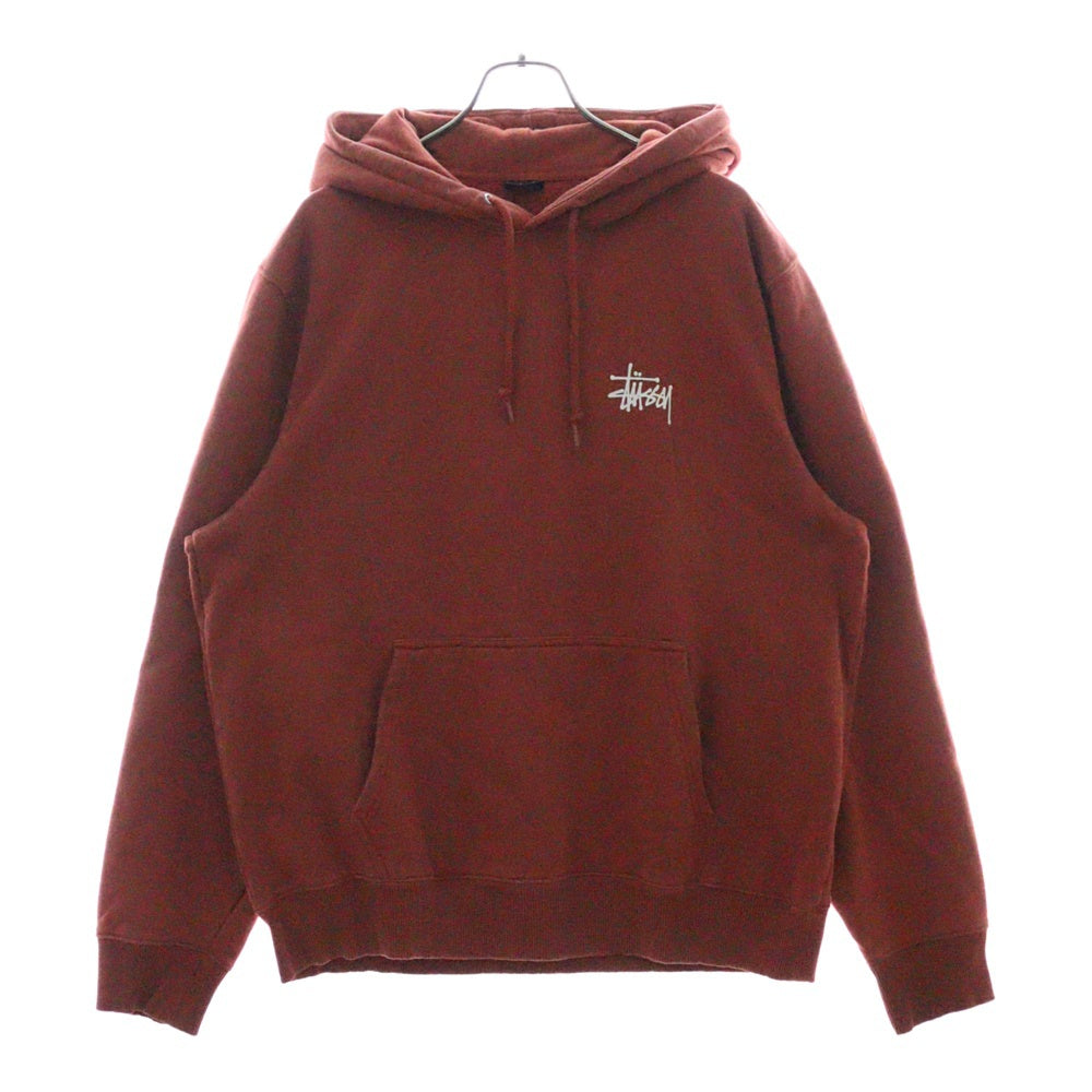 STUSSY(ステューシー) Basic Stussy Hoodie ロゴプリントプルオーバースウェットパーカー 1924649 オレンジ