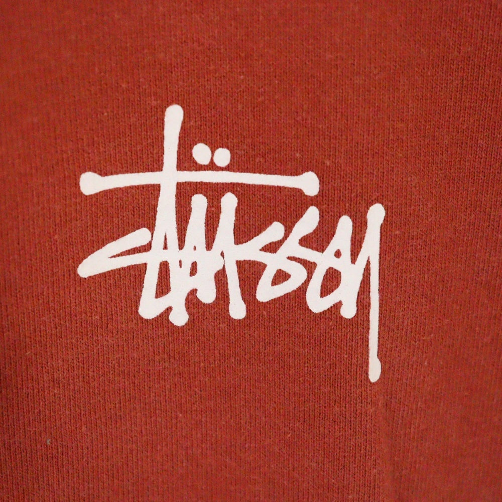 STUSSY(ステューシー) Basic Stussy Hoodie ロゴプリントプルオーバースウェットパーカー 1924649 オレンジ