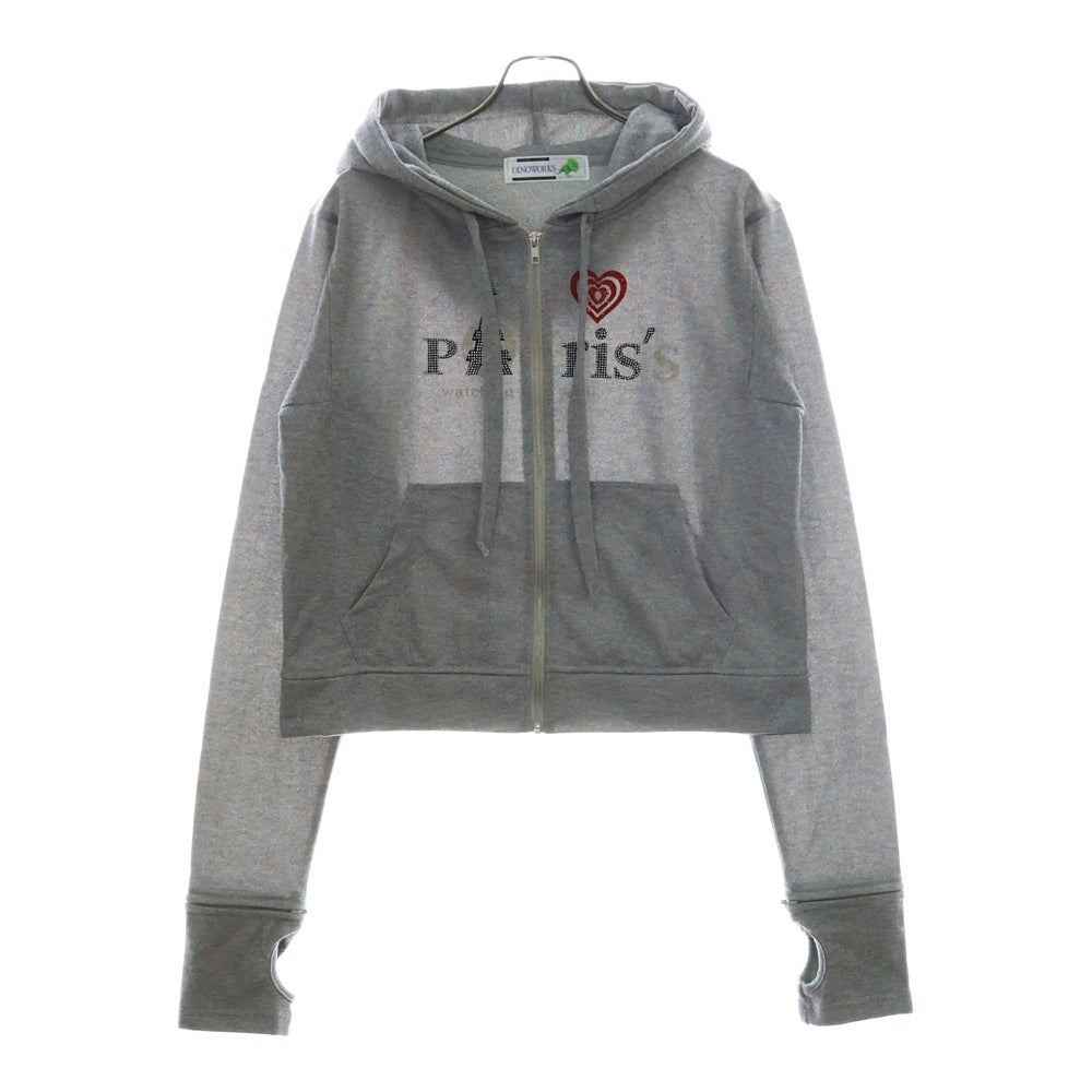 DINOWORKS(ディノワークス) PORIS SHINE HOODIE ジップアップフーディー パーカー ラメ加工 グレー レディース