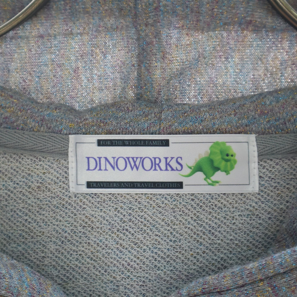 DINOWORKS(ディノワークス) PORIS SHINE HOODIE ジップアップフーディー パーカー ラメ加工 グレー レディース