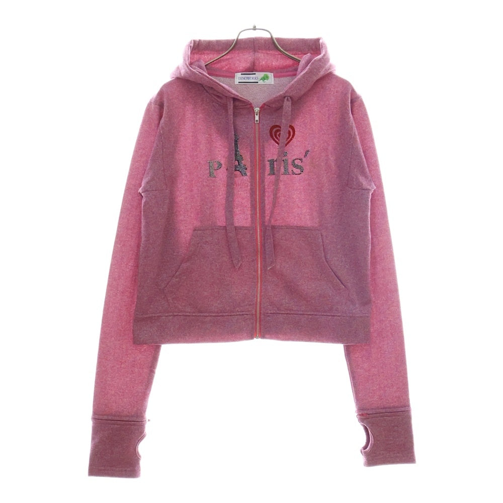 DINOWORKS(ディノワークス) PORIS SHINE HOODIE ジップアップフーディー パーカー ラメ加工 ピンク レディース