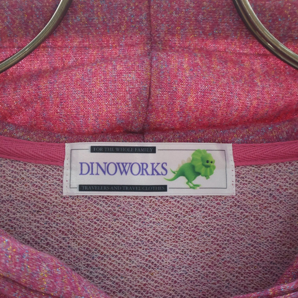 DINOWORKS(ディノワークス) PORIS SHINE HOODIE ジップアップフーディー パーカー ラメ加工 ピンク レディース