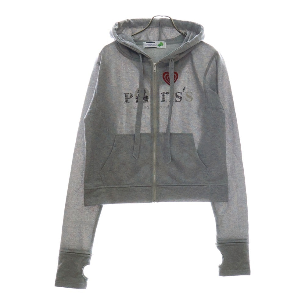 DINOWORKS(ディノワークス) PORIS SHINE HOODIE ジップアップフーディー パーカー ラメ加工 グレー レディース