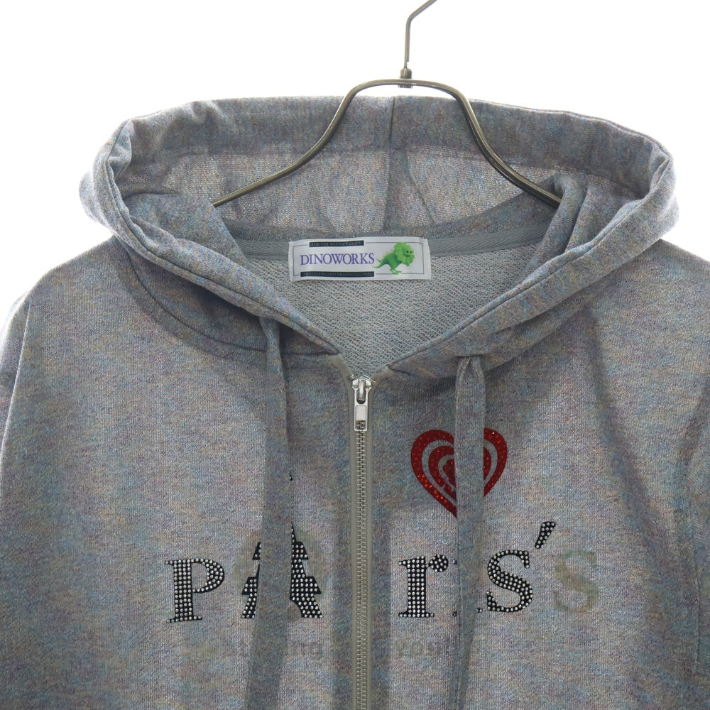 DINOWORKS(ディノワークス) PORIS SHINE HOODIE ジップアップフーディー パーカー ラメ加工 グレー レディース