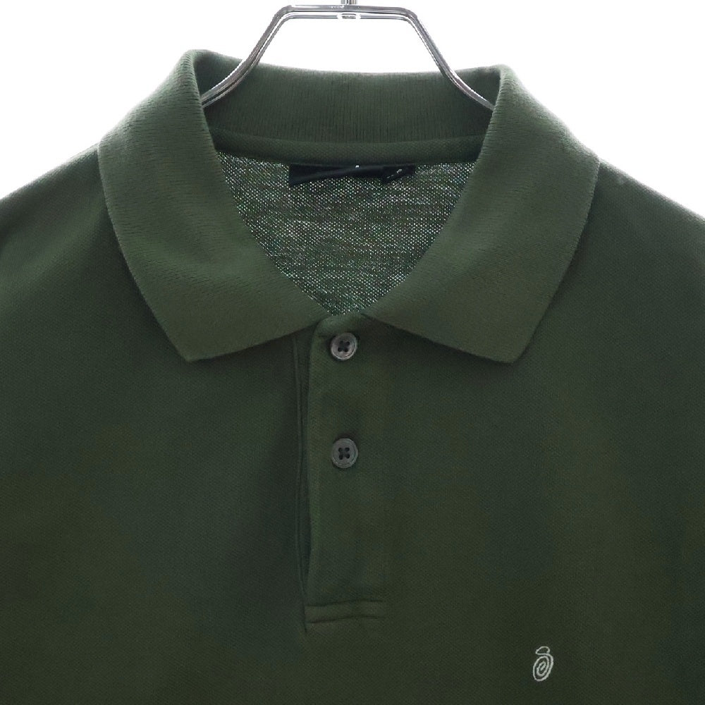 STUSSY(ステューシー) Pique Polo ロゴ刺繍半袖ポロシャツ カーキ