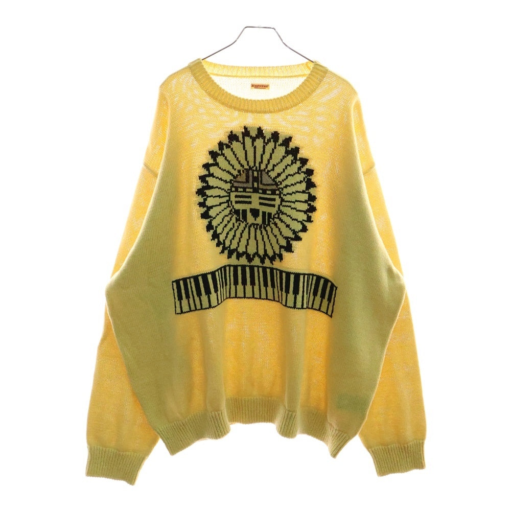 KAPITAL(キャピタル) 5G Cotton Knit Piano & Sun Face Crew Sweater クルーネックニットセーター イエロー K2502KN018
