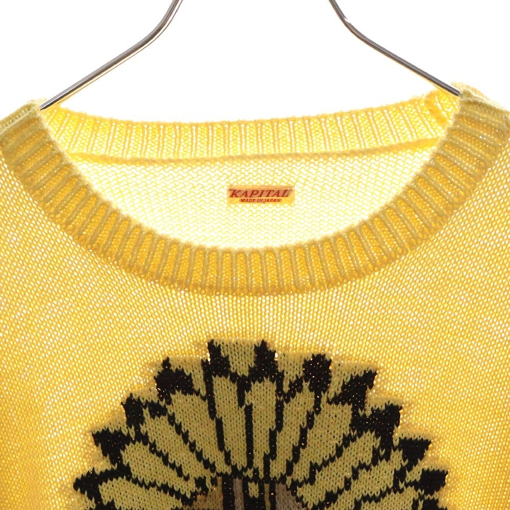 KAPITAL(キャピタル) 5G Cotton Knit Piano & Sun Face Crew Sweater クルーネックニットセーター イエロー K2502KN018