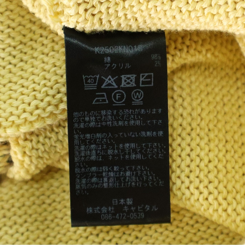 KAPITAL(キャピタル) 5G Cotton Knit Piano & Sun Face Crew Sweater クルーネックニットセーター イエロー K2502KN018