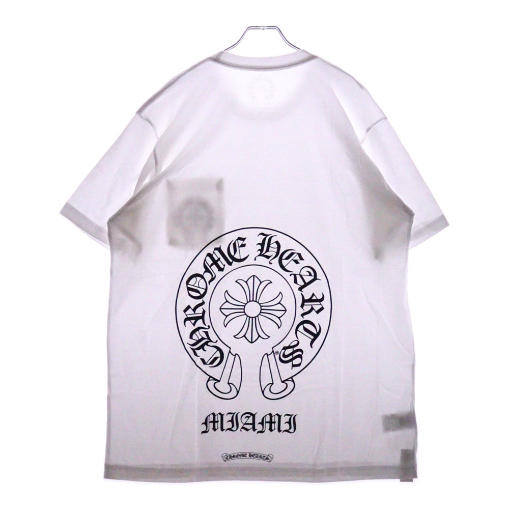 CHROME HEARTS(クロムハーツ) Miami Horseshoe S/S Tee マイアミ限定 バック ホースシュー クルーネック半袖Tシャツカットソー ホワイト