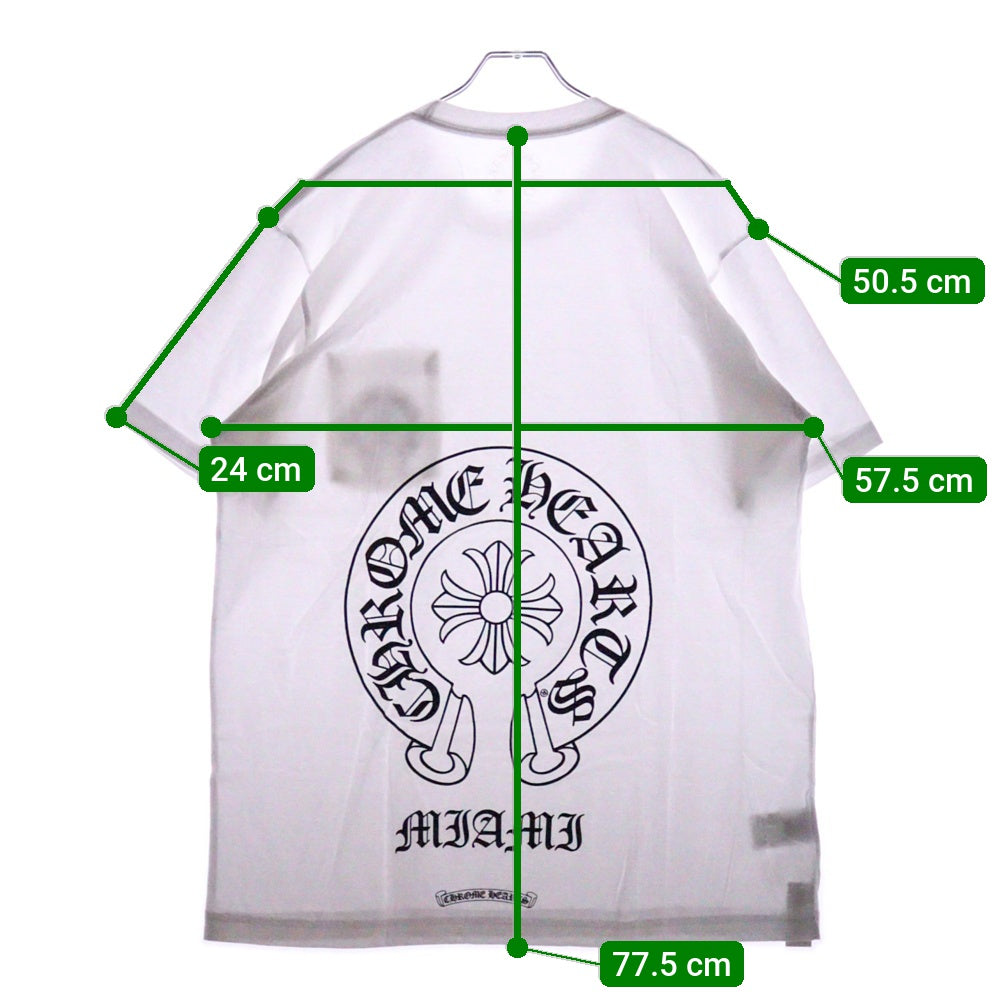 CHROME HEARTS(クロムハーツ) Miami Horseshoe S/S Tee マイアミ限定 バック ホースシュー クルーネック半袖Tシャツカットソー ホワイト