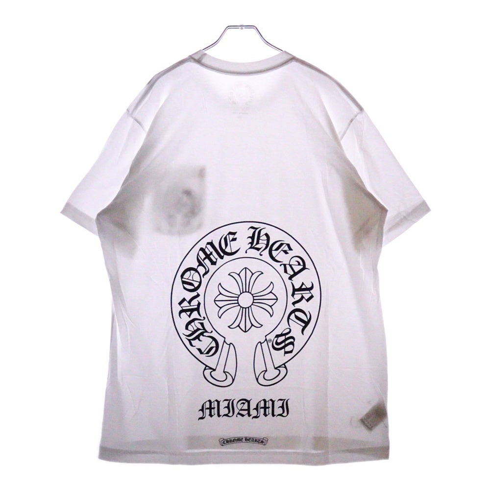 CHROME HEARTS(クロムハーツ) Miami Horseshoe S/S Tee マイアミ限定 バック ホースシュー クルーネック半袖Tシャツカットソー ホワイト