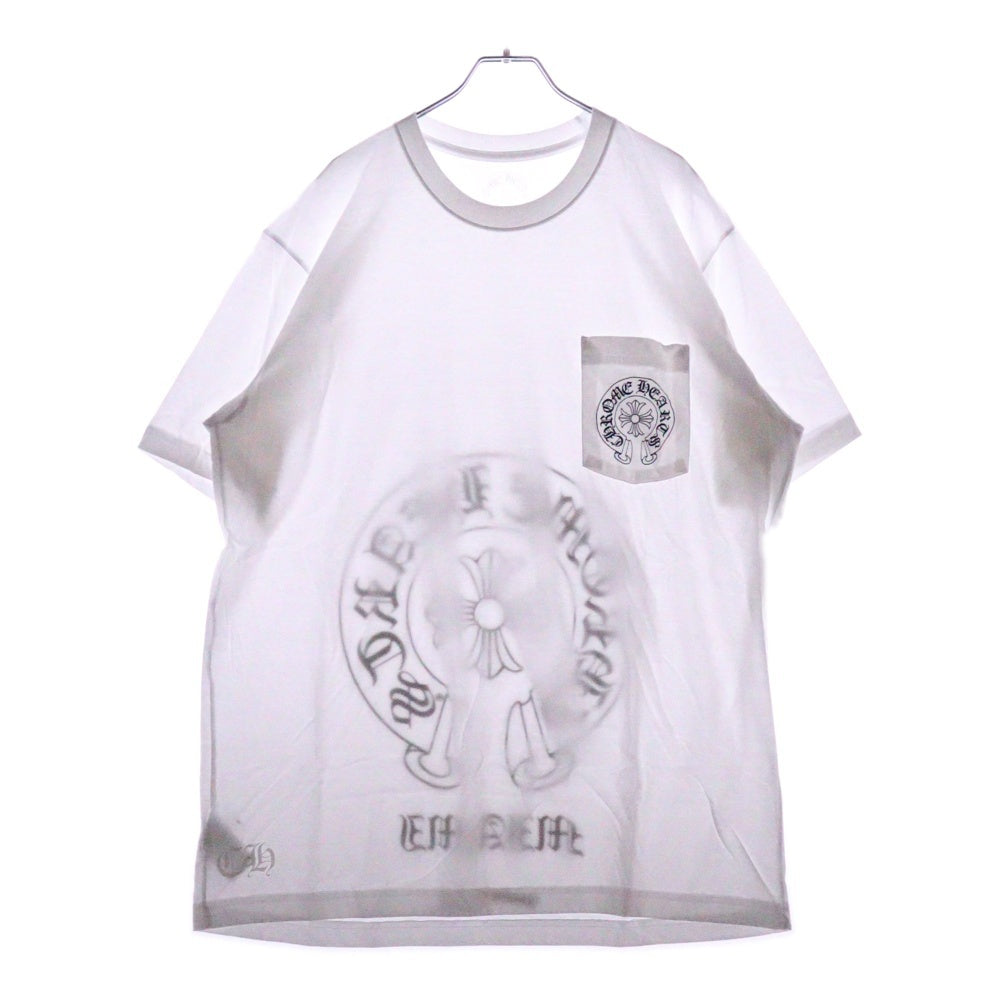 CHROME HEARTS(クロムハーツ) Miami Horseshoe S/S Tee マイアミ限定 バック ホースシュー クルーネック半袖Tシャツカットソー ホワイト