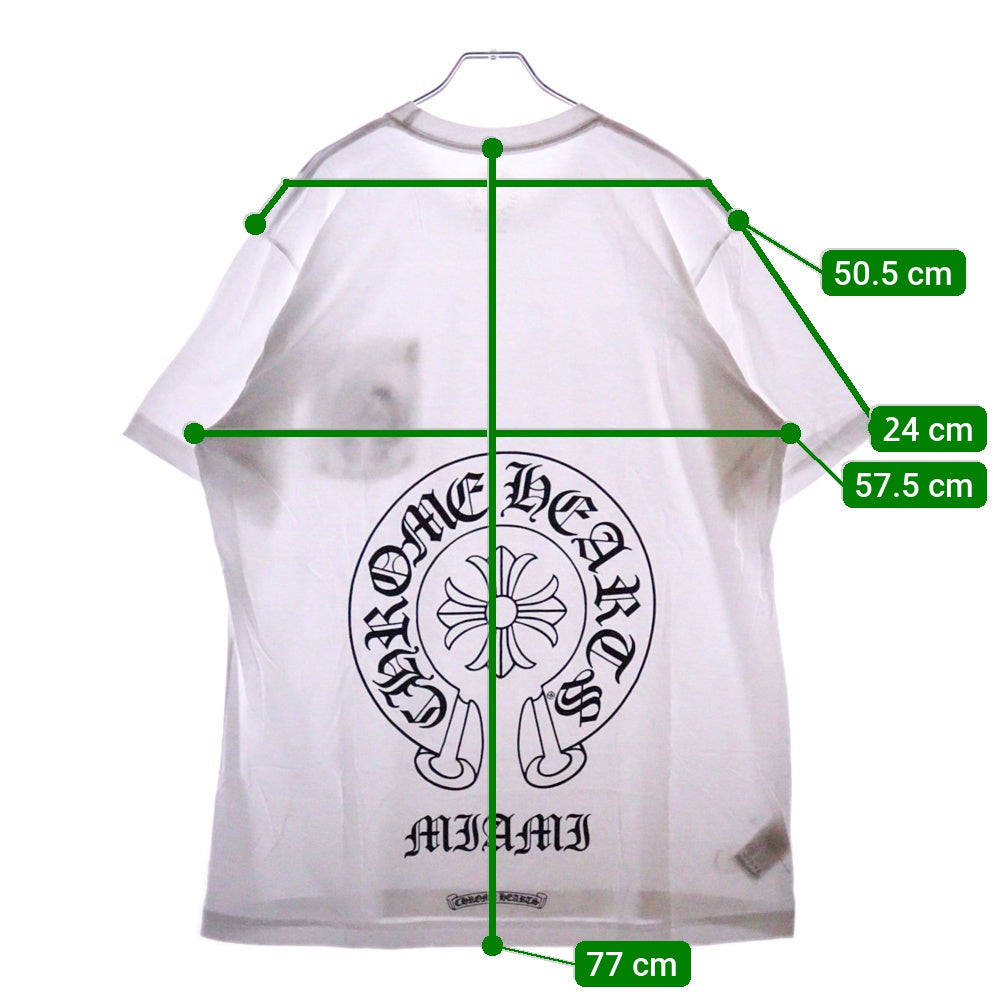 CHROME HEARTS(クロムハーツ) Miami Horseshoe S/S Tee マイアミ限定 バック ホースシュー クルーネック半袖Tシャツカットソー ホワイト