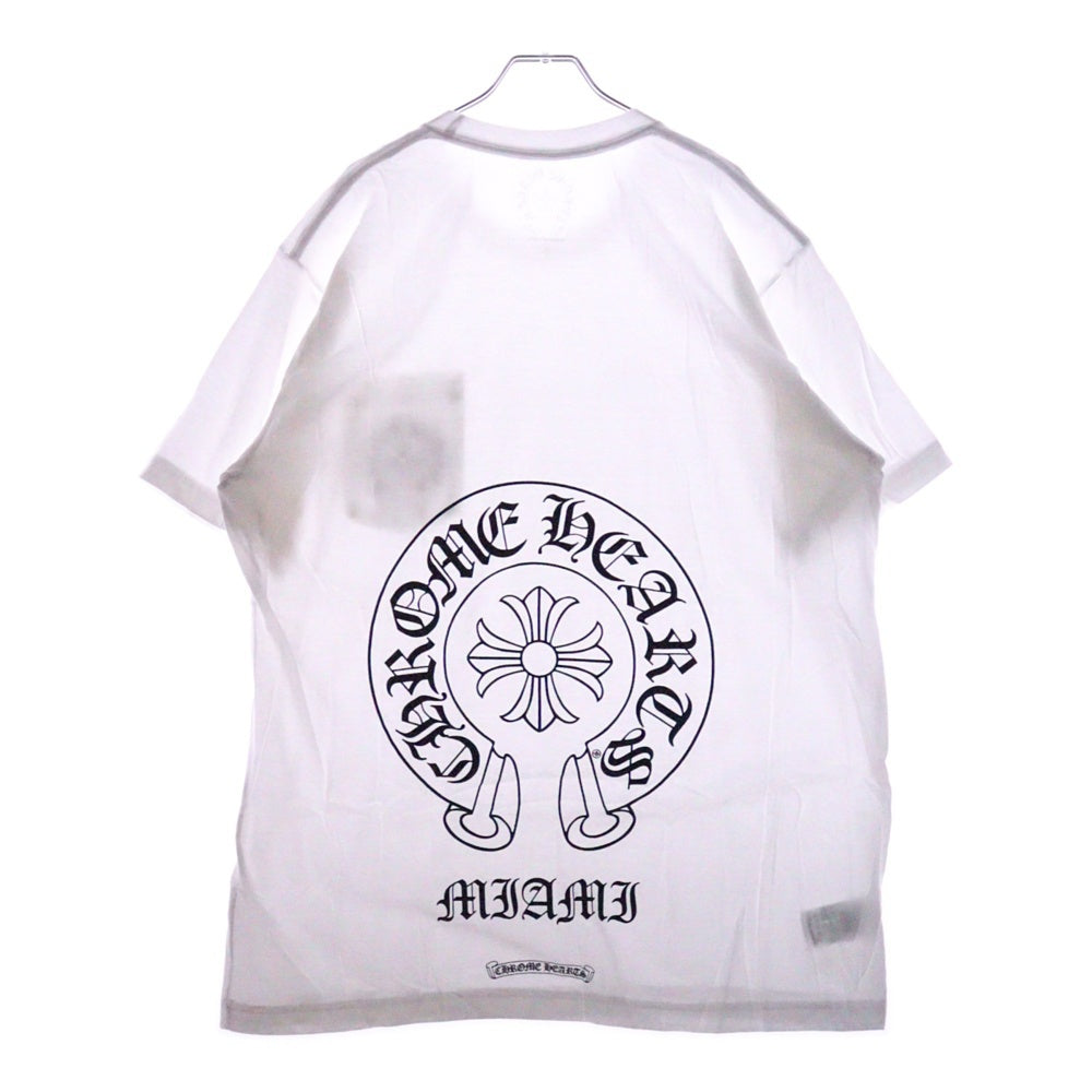 CHROME HEARTS(クロムハーツ) Miami Horseshoe S/S Tee マイアミ限定 バック ホースシュー クルーネック半袖Tシャツカットソー ホワイト