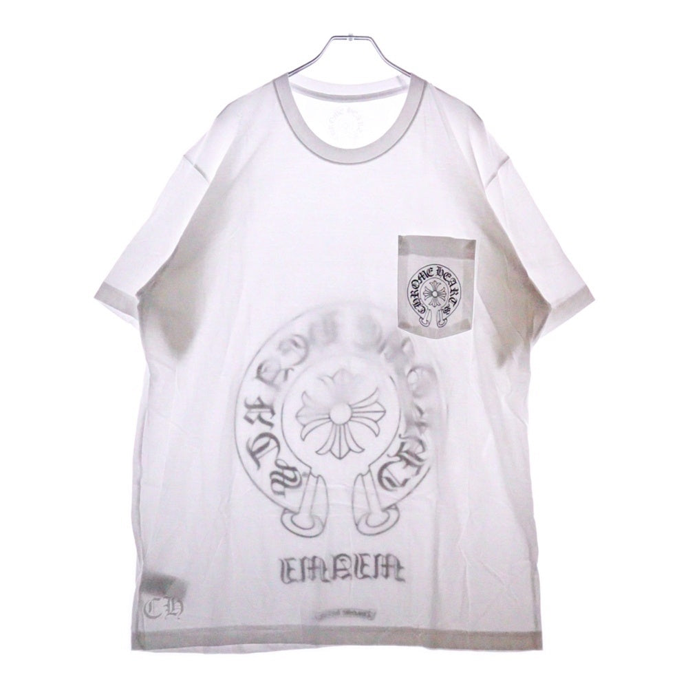 CHROME HEARTS(クロムハーツ) Miami Horseshoe S/S Tee マイアミ限定 バック ホースシュー クルーネック半袖Tシャツカットソー ホワイト