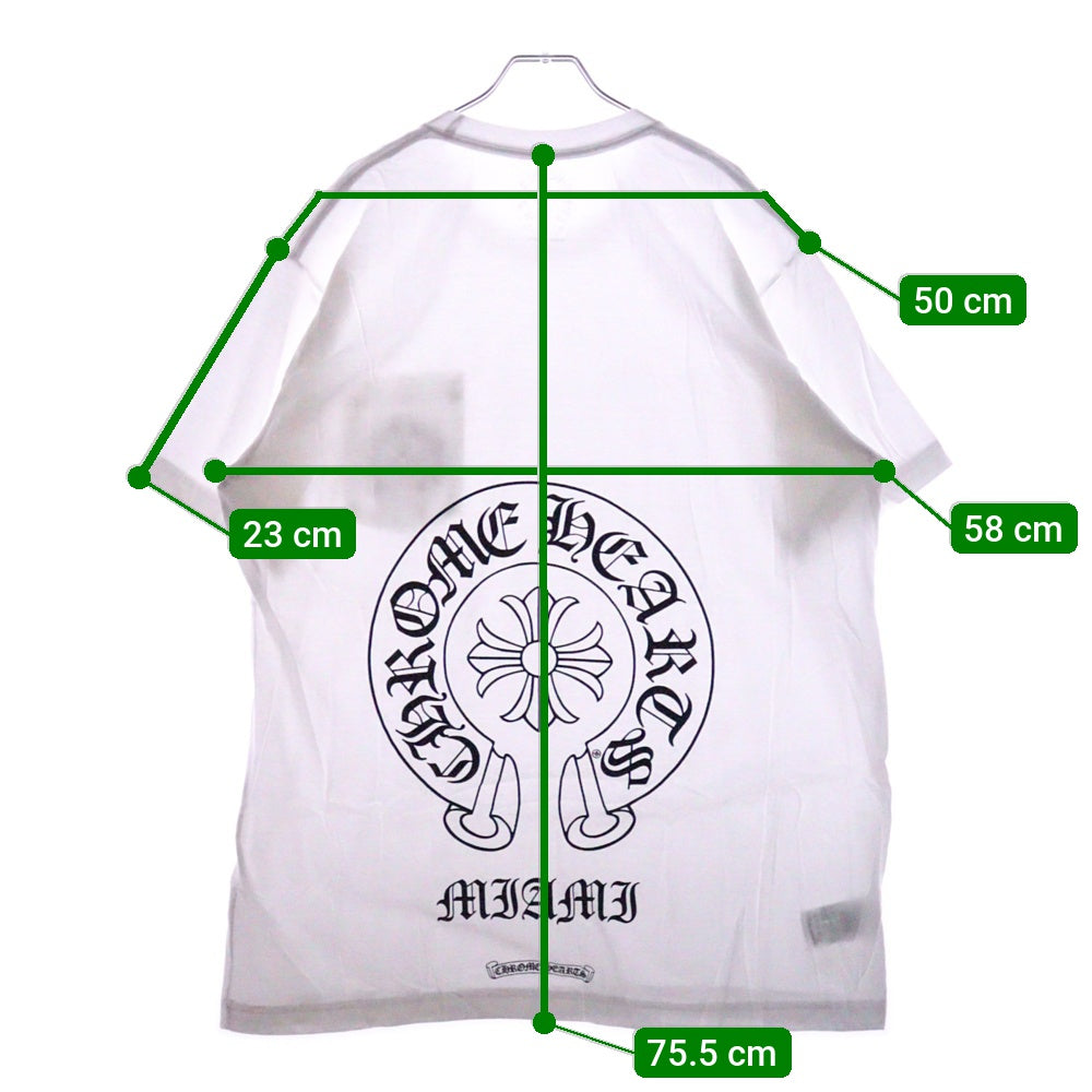 CHROME HEARTS(クロムハーツ) Miami Horseshoe S/S Tee マイアミ限定 バック ホースシュー クルーネック半袖Tシャツカットソー ホワイト