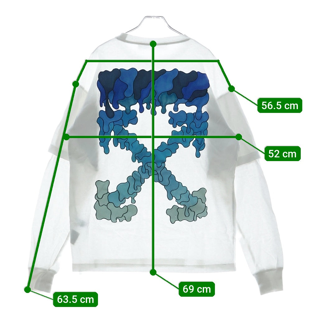 OFF-WHITE(オフホワイト) 21SS Blue Marker Double Sleeve T-Shirt レイヤード長袖Tシャツ ロンT ホワイト OMAB022S21JER001