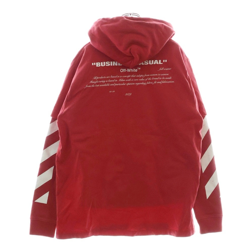 OFF-WHITE(オフホワイト) 18AW Diagonal Berini Layered Hoodie レイヤード プルオーバースウェットパーカー レッド OMBB042F18192011