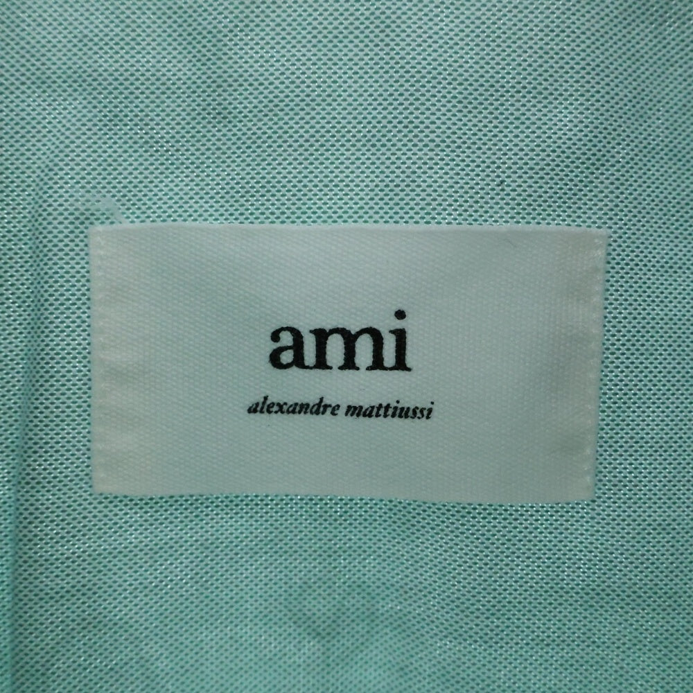AMI Alexandre Mattiussi(アミアレクサンドルマテュッシ) Logo Shirt ハートロゴ刺繍 長袖シャツ グリーン E21HC024.45